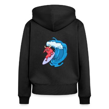 Taurus Surfer on Hydrofoil Surfboard - Women's Premium Organic Zip Hoodie - black - Back - Julia (174cm)
