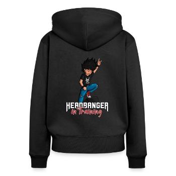Small rockers - headbangers in training - Women's Premium Organic Zip Hoodie - black - Back - Julia (174cm)