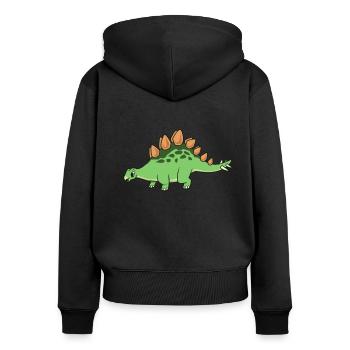 Kawaii Stegosaurus - Frauen Premium Bio Zip Hoodie - Schwarz - Hinten - Julia (174cm)