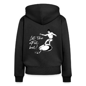 eFoil Surfering - Let the eFoil boil - Women's Premium Organic Zip Hoodie - black - Back - Julia (174cm)