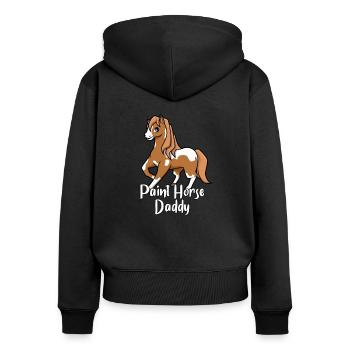 Pferdeliebhaber - Paint Horse Daddy - Frauen Premium Bio Zip Hoodie - Schwarz - Hinten - Julia (174cm)