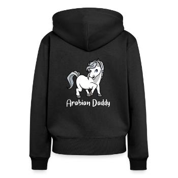 Pferdeliebhaber - Arabian Daddy - Frauen Premium Bio Zip Hoodie - Schwarz - Hinten - Julia (174cm)