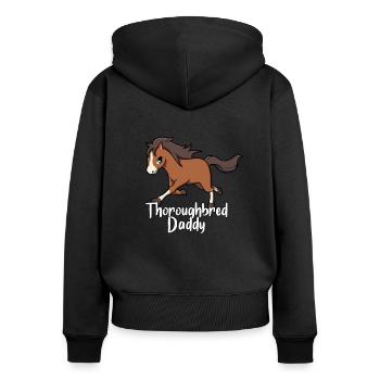 Pferdeliebhaber - Thoroughbred Daddy - Frauen Premium Bio Zip Hoodie - Schwarz - Hinten - Julia (174cm)