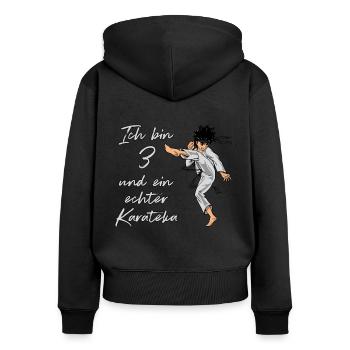 Ich bin 3 - Jungen Karate - Frauen Premium Bio Zip Hoodie - Schwarz - Hinten - Julia (174cm)