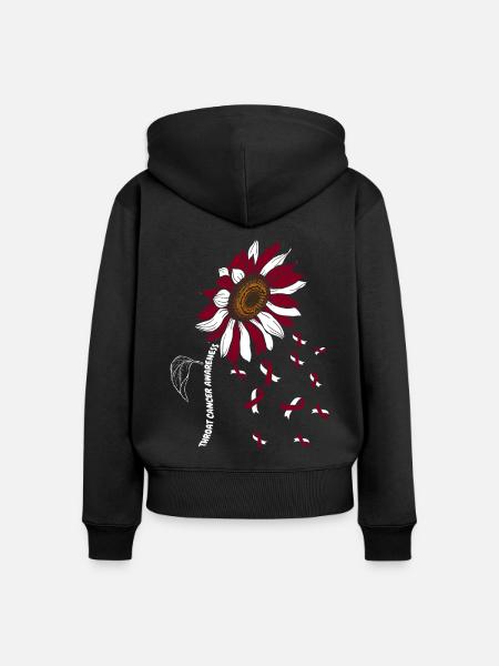 Kehlkopfkrebs Awareness Sonnenblume - Frauen Premium Bio Zip Hoodie - Schwarz