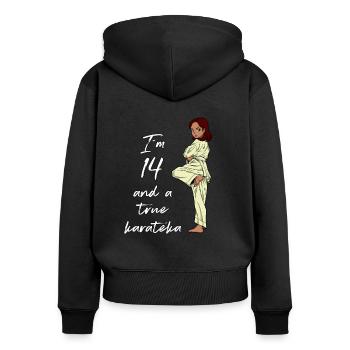 I'm 14 - Girl Karate - Women's Premium Organic Zip Hoodie - black - Back - Julia (174cm)
