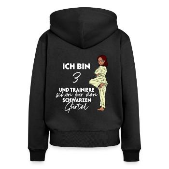 Ich bin 3 - Mädchen Karate - Frauen Premium Bio Zip Hoodie - Schwarz - Hinten - Julia (174cm)