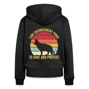 Polizist Polizeihund Vintage - Frauen Premium Bio Zip Hoodie - Schwarz - Hinten - Julia (174cm)