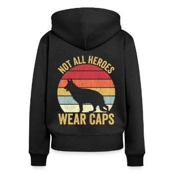 Polizist Polizeihund Vintage - Frauen Premium Bio Zip Hoodie - Schwarz - Hinten - Julia (174cm)