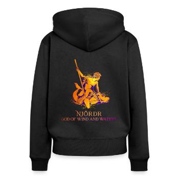 Riding on fish - Viking god Njörd - Women's Premium Organic Zip Hoodie - black - Back - Julia (174cm)