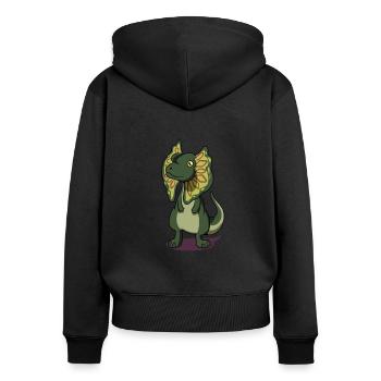 Dessin animé Dilophosaurus - Sweat à capuche zippé Premium bio Femme - noir - Dos - Julia (174cm)