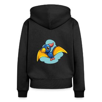 Dessin animé Ptéranodon - Sweat à capuche zippé Premium bio Femme - noir - Dos - Julia (174cm)