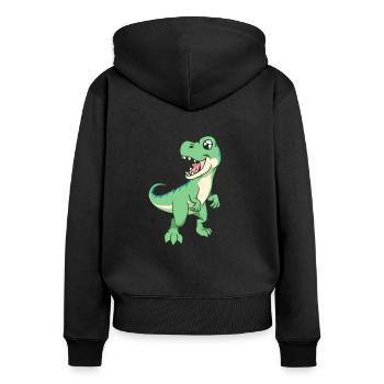 Kawaii TREX - Frauen Premium Bio Zip Hoodie - Schwarz - Hinten - Julia (174cm)