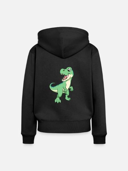 Kawaii TREX - Frauen Premium Bio Zip Hoodie - Schwarz