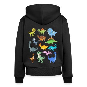 Many kawaii dinosaurs - Women's Premium Organic Zip Hoodie - black - Back - Julia (174cm)