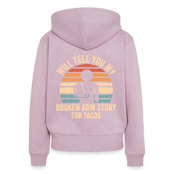 Broken arm - Women's Premium Organic Zip Hoodie - dusky pink - Back - Julia (174cm)