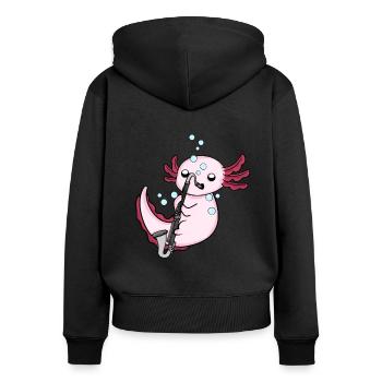 Bassklarinette Axolotl Big Band Kinder Orchester - Frauen Premium Bio Zip Hoodie - Schwarz - Hinten - Julia (174cm)