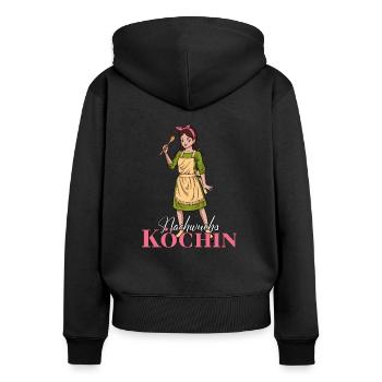 Filles Jeune cuisinière - Sweat à capuche zippé Premium bio Femme - noir - Dos - Julia (174cm)