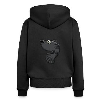 Kawaii Black Molly - Frauen Premium Bio Zip Hoodie - Schwarz - Hinten - Julia (174cm)