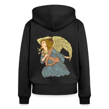 Archange Gabriel - Sweat à capuche zippé Premium bio Femme - noir - Dos - Julia (174cm)
