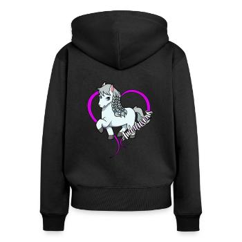 Pferdeliebhaber - Andalusier - Frauen Premium Bio Zip Hoodie - Schwarz - Hinten - Julia (174cm)