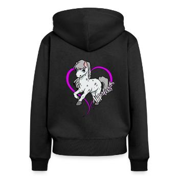 Amateurs de chevaux - Appaloosa - Sweat à capuche zippé Premium bio Femme - noir - Dos - Julia (174cm)