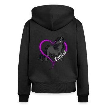 Pferdeliebhaber - Friesen - Frauen Premium Bio Zip Hoodie - Schwarz - Hinten - Julia (174cm)