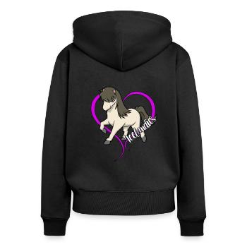 Pferdeliebhaber - Isländer - Frauen Premium Bio Zip Hoodie - Schwarz - Hinten - Julia (174cm)