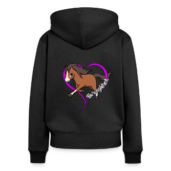 Pferdeliebhaber - Vollblut - Frauen Premium Bio Zip Hoodie - Schwarz - Hinten - Julia (174cm)