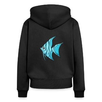 Kawaii Scalar - Sweat à capuche zippé Premium bio Femme - noir - Dos - Julia (174cm)