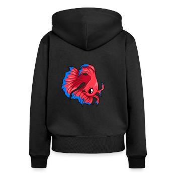 Kawaii siamesischer Kampffisch - Frauen Premium Bio Zip Hoodie - Schwarz - Hinten - Julia (174cm)