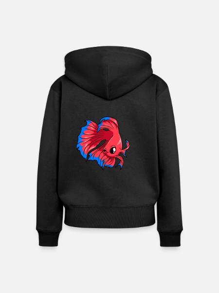 Kawaii siamesischer Kampffisch - Frauen Premium Bio Zip Hoodie - Schwarz