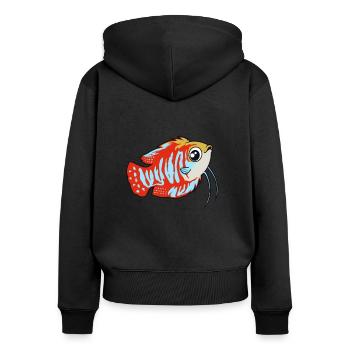 Kawaii striped nematode - Women's Premium Organic Zip Hoodie - black - Back - Julia (174cm)