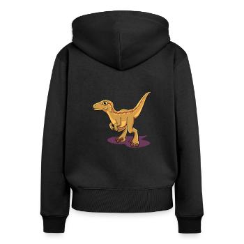 Cartoon Velociraptor - Women's Premium Organic Zip Hoodie - black - Back - Julia (174cm)