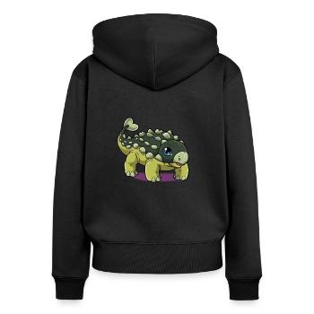 Dessin animé Ankylosaurus - Sweat à capuche zippé Premium bio Femme - noir - Dos - Julia (174cm)