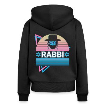 Rabbiner Jude Jüdisch Hebräisch Retro - Frauen Premium Bio Zip Hoodie - Schwarz - Hinten - Julia (174cm)