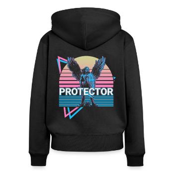Protecteur Archange Michael Retro - Sweat à capuche zippé Premium bio Femme - noir - Dos - Julia (174cm)