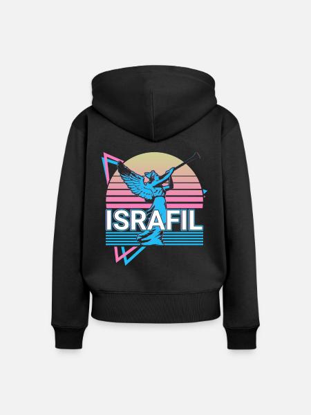 Israfil Erzengel Retro - Frauen Premium Bio Zip Hoodie - Schwarz
