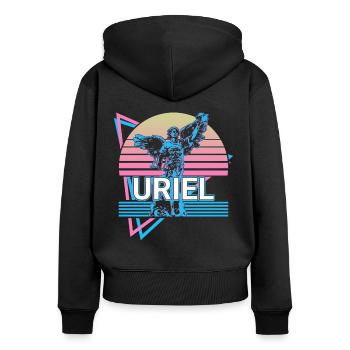 Uriel Erzengel Retro - Frauen Premium Bio Zip Hoodie - Schwarz - Hinten - Julia (174cm)