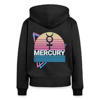 Mercure Alchimie Symbole Rétro - Sweat à capuche zippé Premium bio Femme - noir - Dos - Julia (174cm)