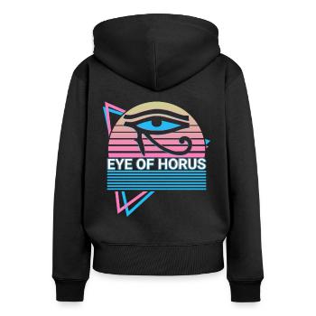 Auge des Horus Retro - Frauen Premium Bio Zip Hoodie - Schwarz - Hinten - Julia (174cm)