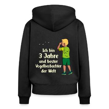 Ich bin 3 - Jungen Vogelbeobachtung - Frauen Premium Bio Zip Hoodie - Schwarz - Hinten - Julia (174cm)