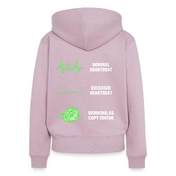 Copy Editor Worker Emplois drôles d’éditeur de copie - Sweat à capuche zippé Premium bio Femme - rose poudré - Dos - Julia (174cm)