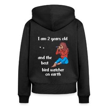 I'm 2 - Girl Bird Watching - Women's Premium Organic Zip Hoodie - black - Back - Julia (174cm)
