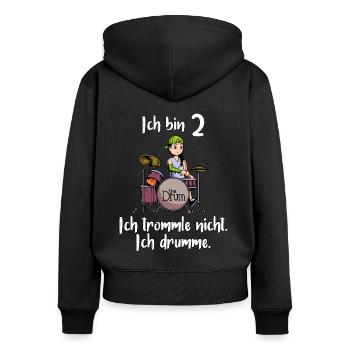 Ich bin 2 - Mädchen Schlagzeuger - Frauen Premium Bio Zip Hoodie - Schwarz - Hinten - Julia (174cm)