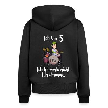 Ich bin 5 - Mädchen Schlagzeuger - Frauen Premium Bio Zip Hoodie - Schwarz - Hinten - Julia (174cm)