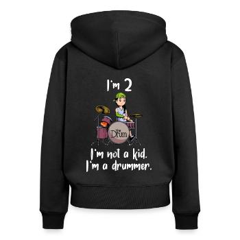 I’m 2 - Girl Drummer - Sweat à capuche zippé Premium bio Femme - noir - Dos - Julia (174cm)