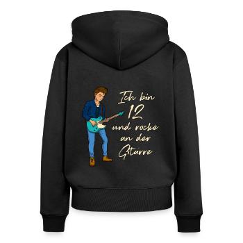Ich bin 12 - Jungen Gitarrist - Frauen Premium Bio Zip Hoodie - Schwarz - Hinten - Julia (174cm)