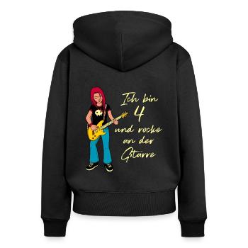 Ich bin 4 - Mädchen Gitarrist - Frauen Premium Bio Zip Hoodie - Schwarz - Hinten - Julia (174cm)