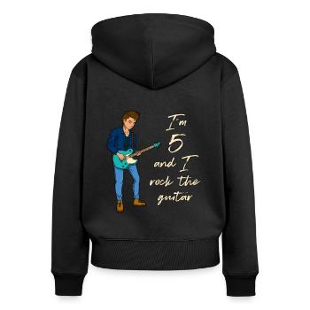 I'm 5 - Young Guitarist - Women's Premium Organic Zip Hoodie - black - Back - Julia (174cm)